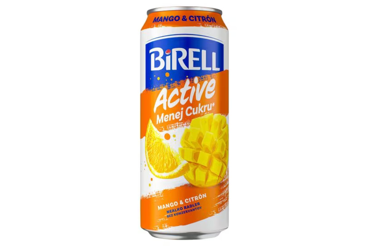 Pivo Birell nealkoholické Active Mango & Citrón (o 30 % menej cukru) 500 ml