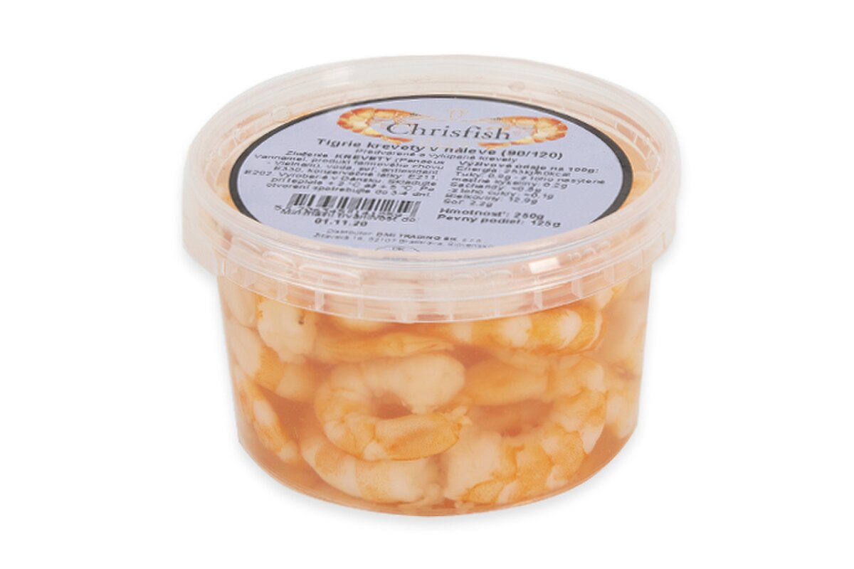Tigrie krevety lúpané v náleve chladené (90/120) 250 g
